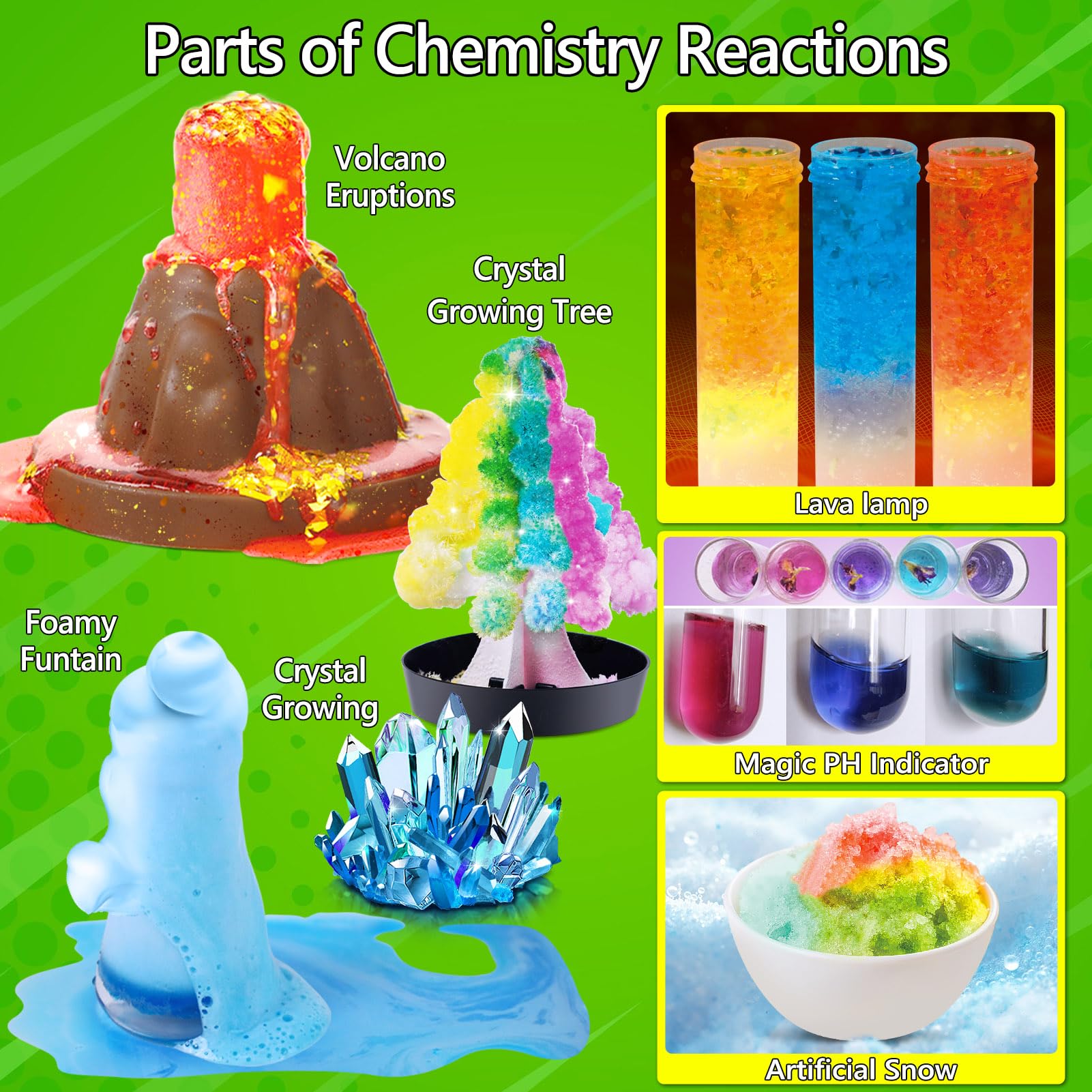 UNGLINGA 272 Kits de experimentos para niños, kit de química, caja de experimentos, juguetes para niños, regalos para niños, kit de química volcán, cristal, magia, física, proyecto de laboratorio de
