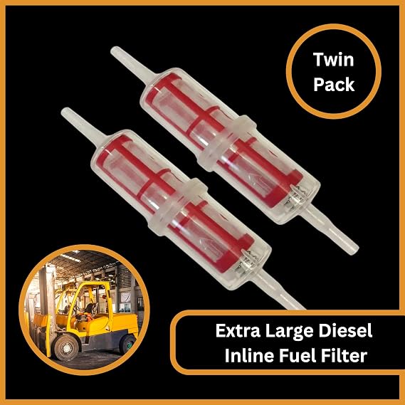 Tek Automotive Extra Large Diesel Fuel Filter Twin Pack - Universal Inline Fuel Filter for 8mm & 10mm Pipes, Ideal for HGV, Forklifts & Garden Equipment. Long & Thin Diesel Inline Filter