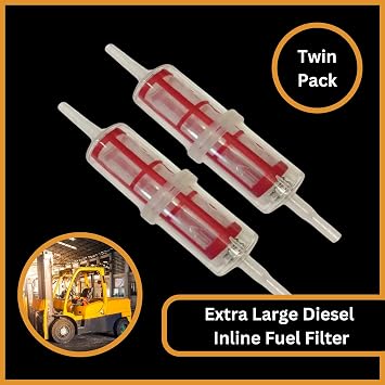 Tek Automotive Extra Large Diesel Fuel Filter Twin Pack - Universal Inline Fuel Filter for 8mm & 10mm Pipes, Ideal for HGV, Forklifts & Garden Equipment. Long & Thin Diesel Inline Filter