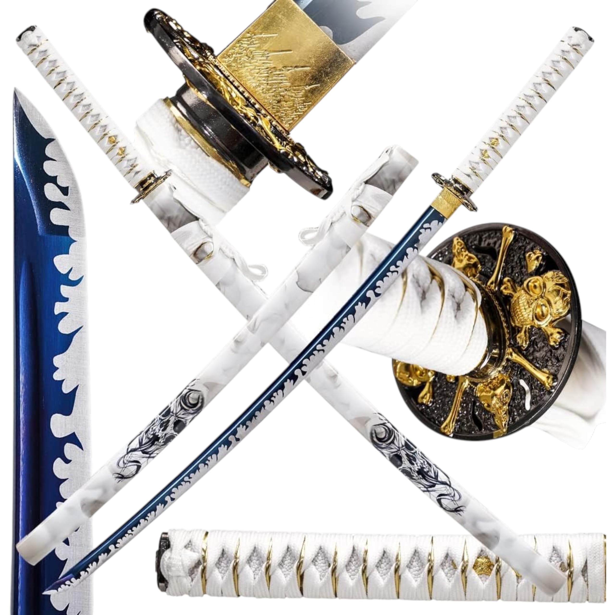 Profi Katana Schwert Echt Scharf Metall aus 1095 Stahl mit Scheide Ständer und Geschenkbox Handgeschmiedete gebeizte Klinge nur für Erwachsene 18 Jahre erforderlich