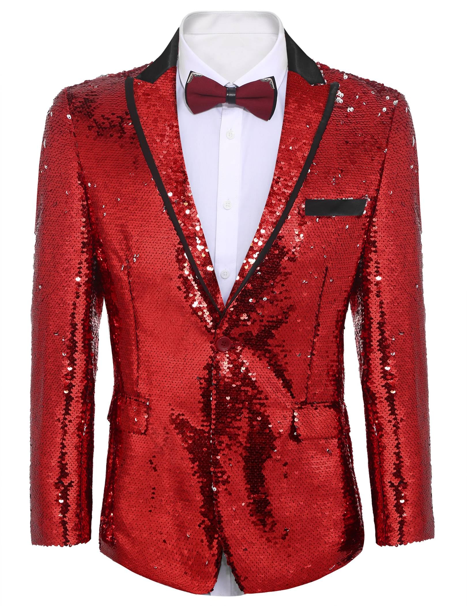 COOFANDYMen's Shiny Sequins Suit Jacket Blazer