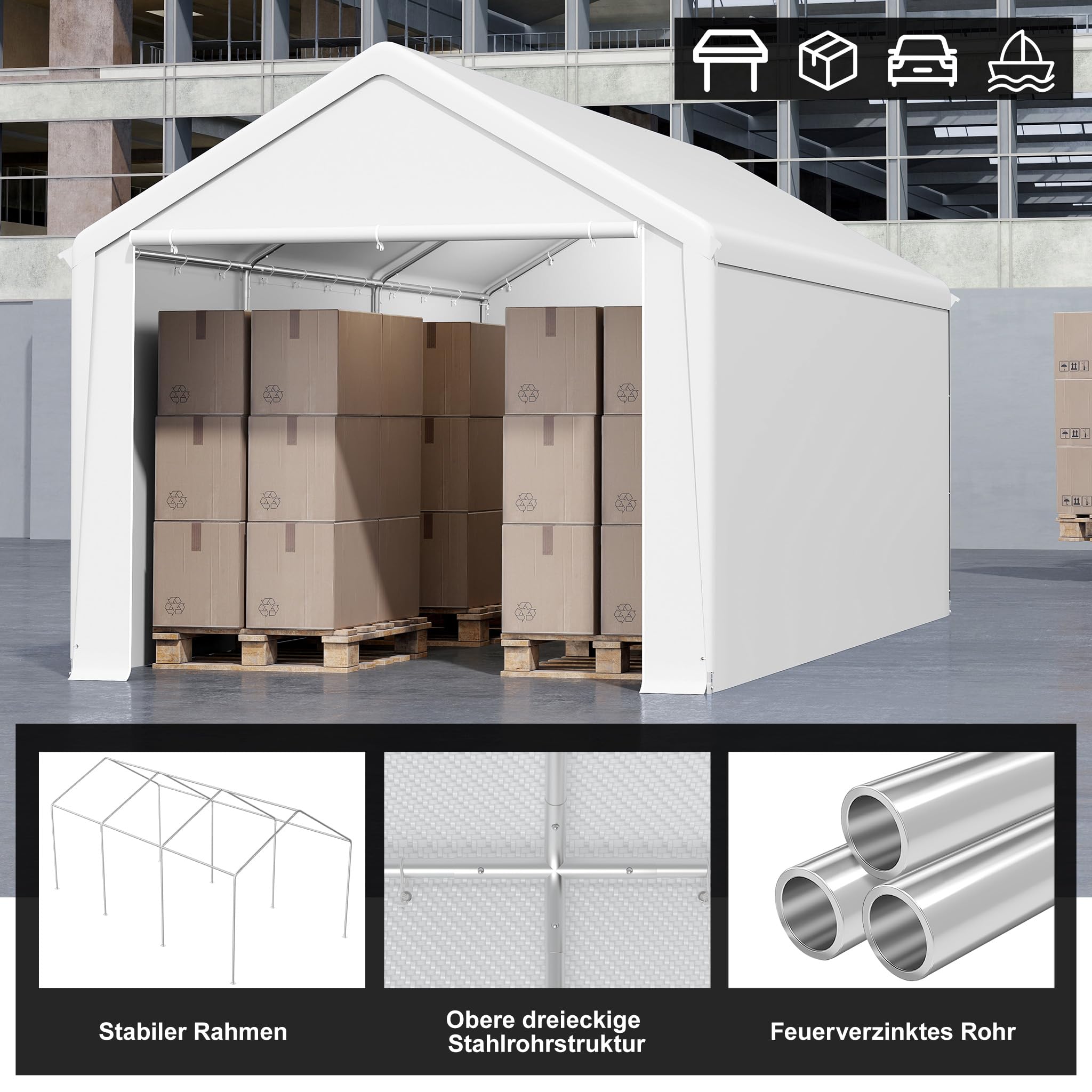 LILIIN Tenda Garage 3x6 m Polietilene 170 g/m² Resistente Inverno UV