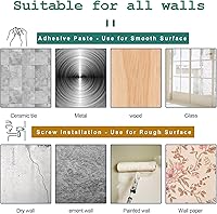 Vista 7 de Codoule 2 piezas de soportes de barra de cortina sin taladro en negro, soportes para tratamiento de ventanas, plástico y acero inoxidable, montaje