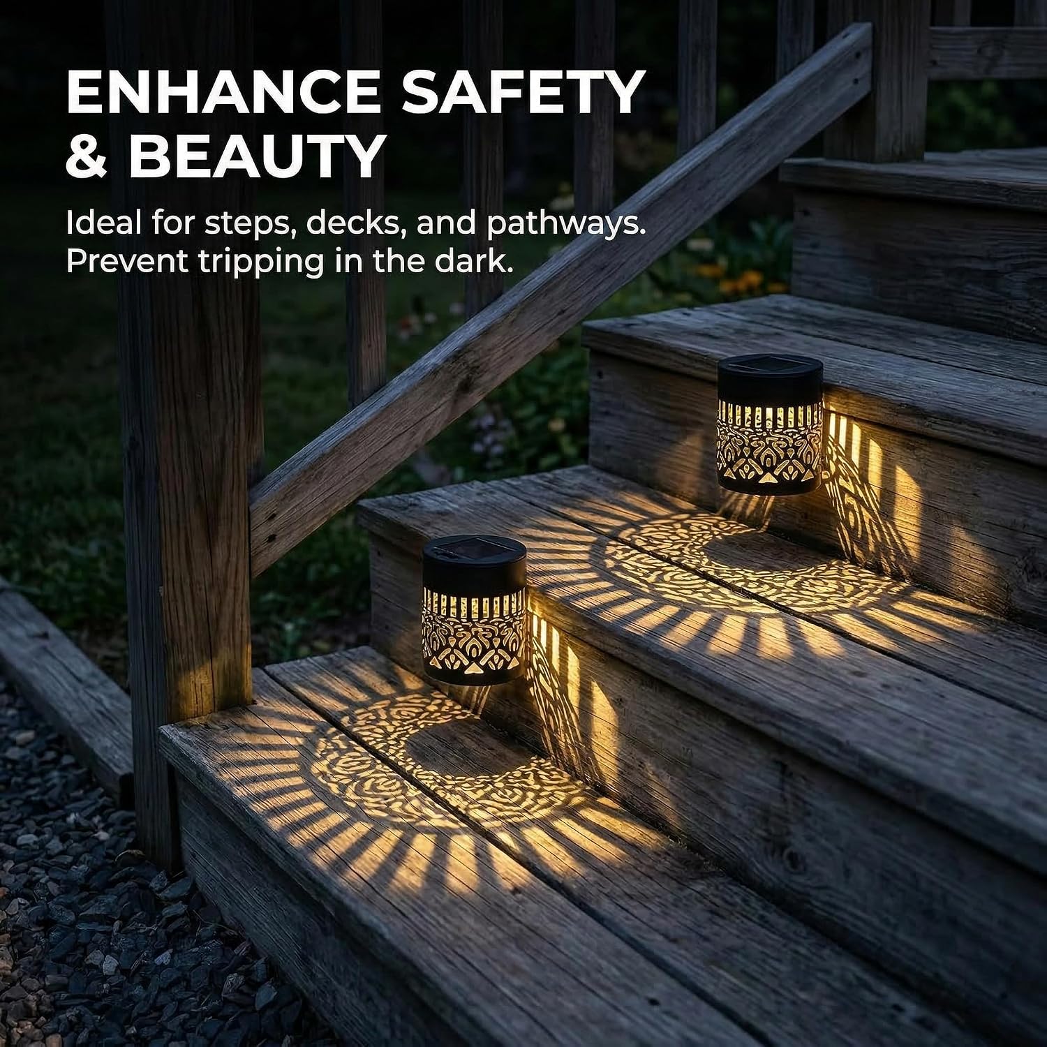 Illuminate Your Yard with Decorative Solar Mandala Lights - Stunning Metal Solar Powered Outdoor Deck Step Wall Lights for a Magical Garden Fence Decor (4)