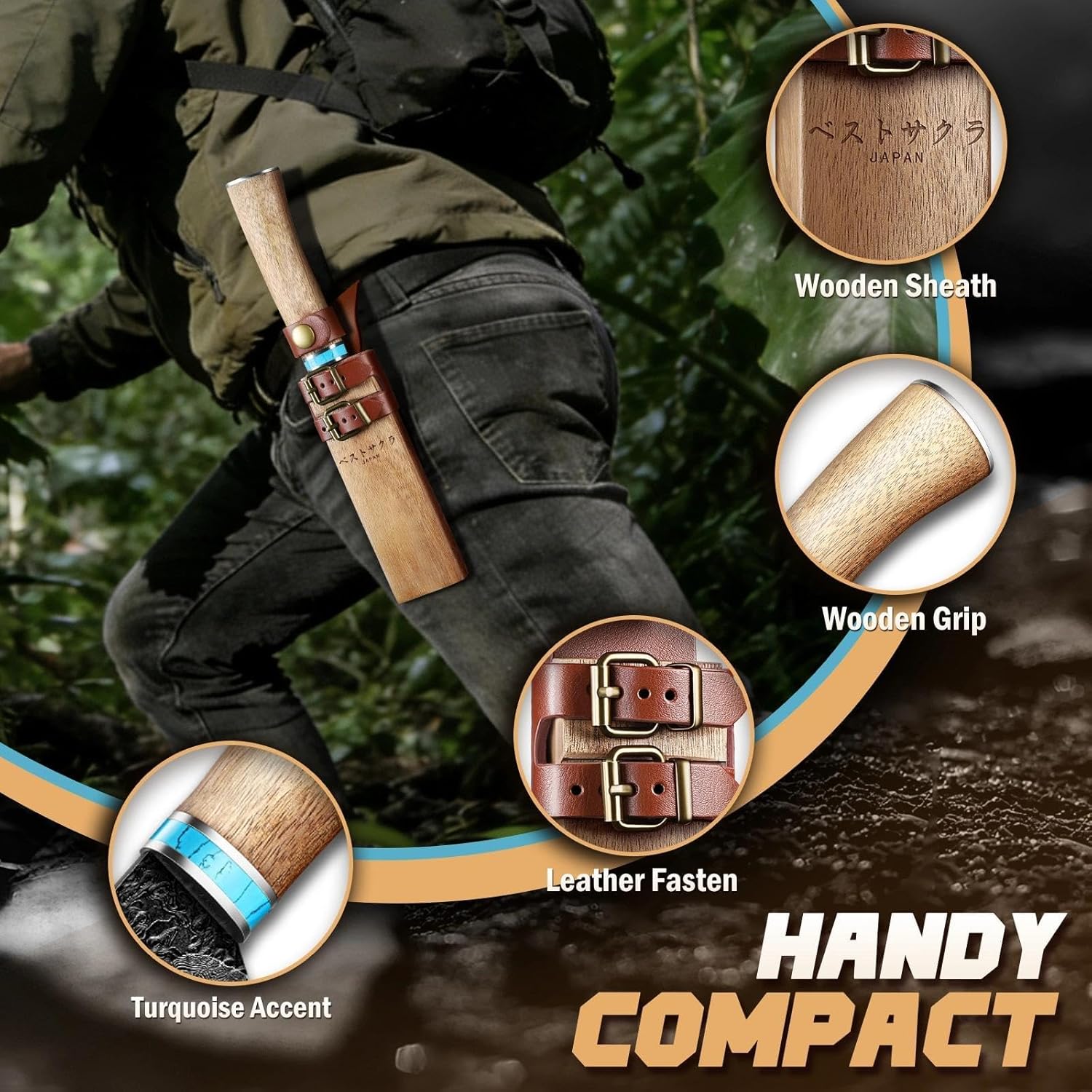 Freelander Damascus Fixed Blade Knife Bundle With Japanese Machete