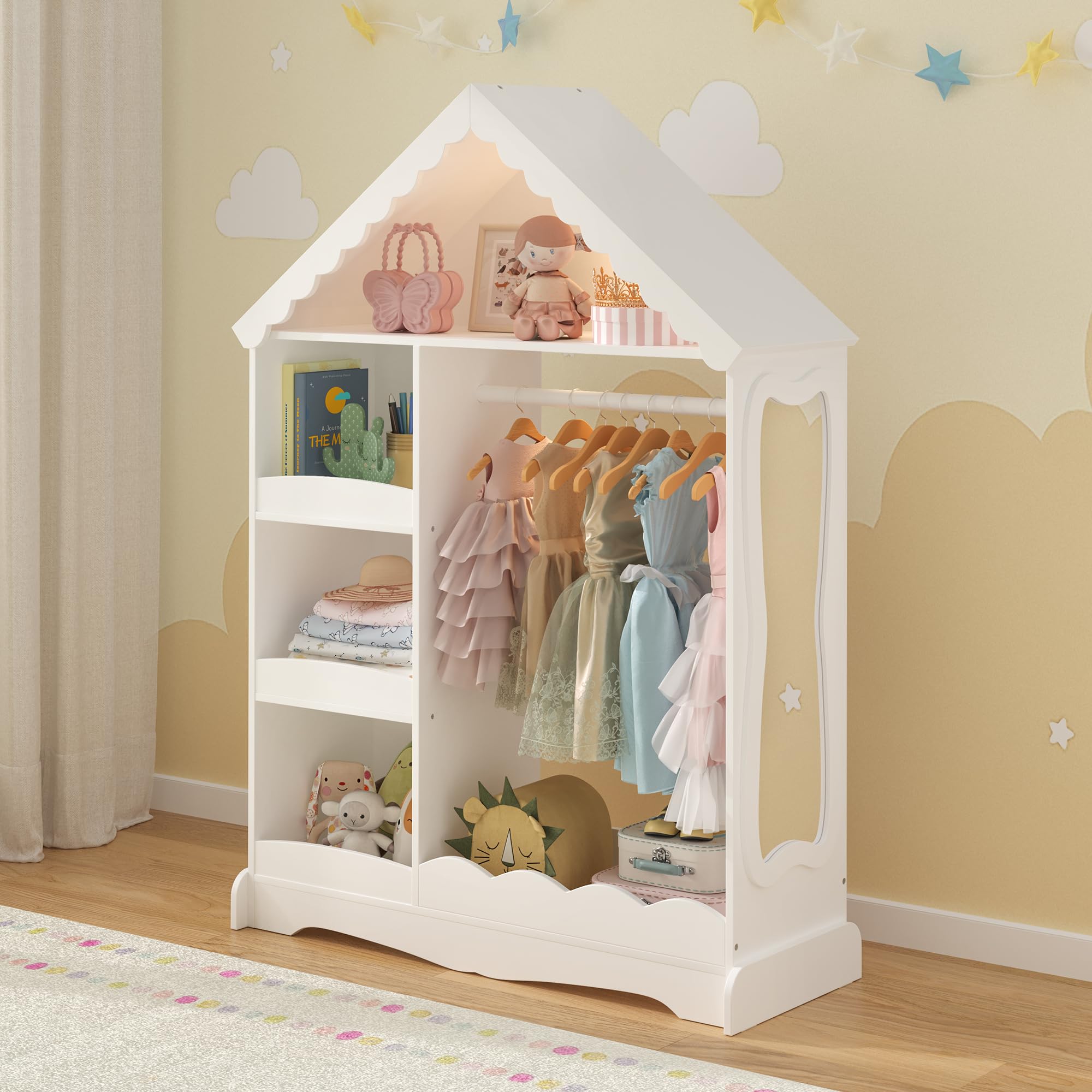 dress up storage Curipeer Dollhouse Kids with Full-Length Mirror & Touch Activated Light, Open Hanging Kids Wardrobe Closet, Toddler Dress up Rack, Armoire Costume Organizer for Playroom, White : Home & Black Long Best Long A Storage at The july-2025 Diamonds:Round With 58 Colors Including 4 ABs