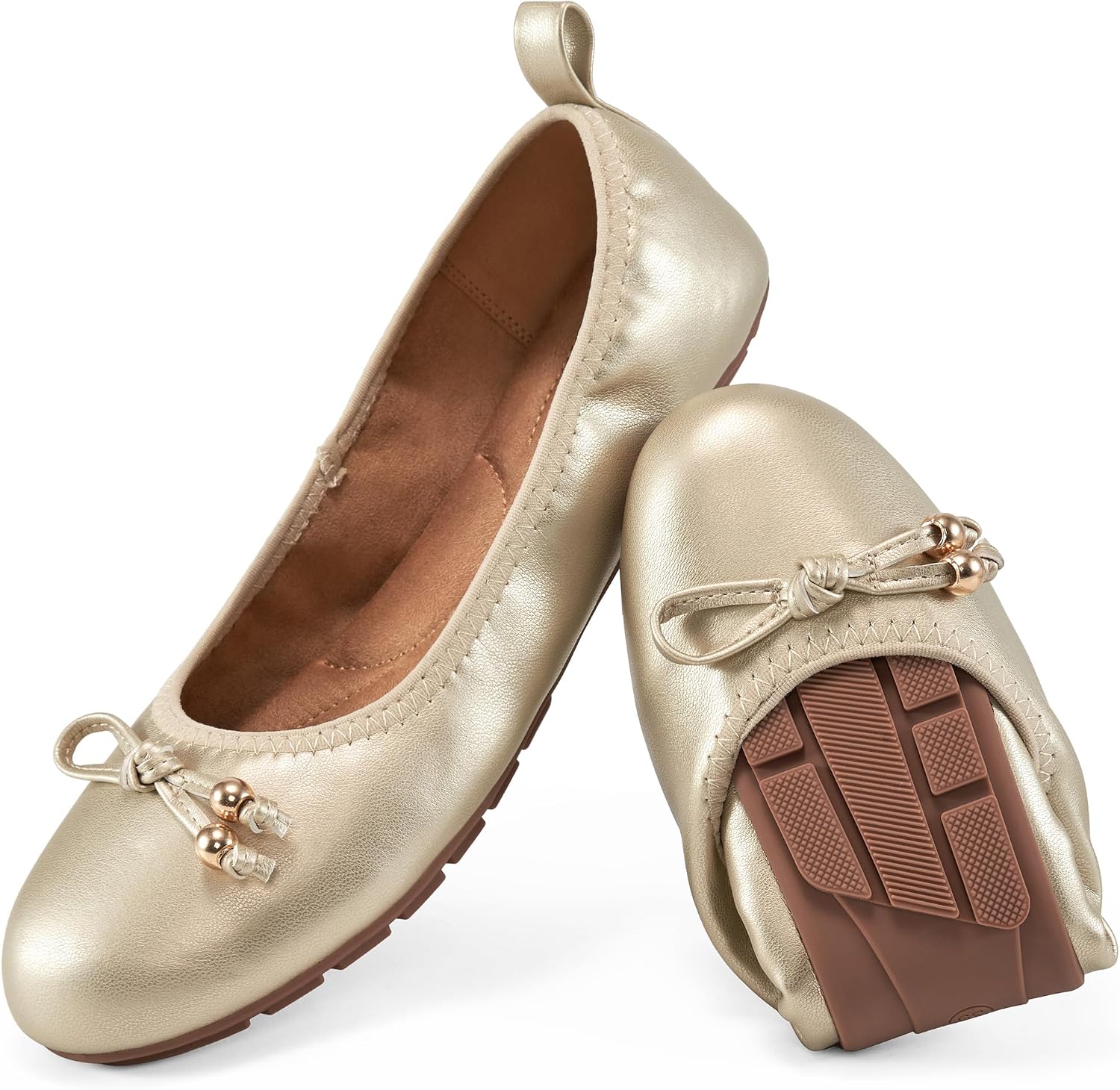 Reimferce Casual Womens Ballet Flats: Slip-On Design & Cushioned Comfort for Daily Work- Quiet PU Soles & Round Toe for Confidence in Office - Working Women