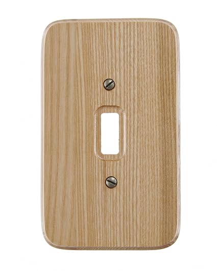 Amerelle Round Corner Single Toggle Wood Wallplate in Natural Oak