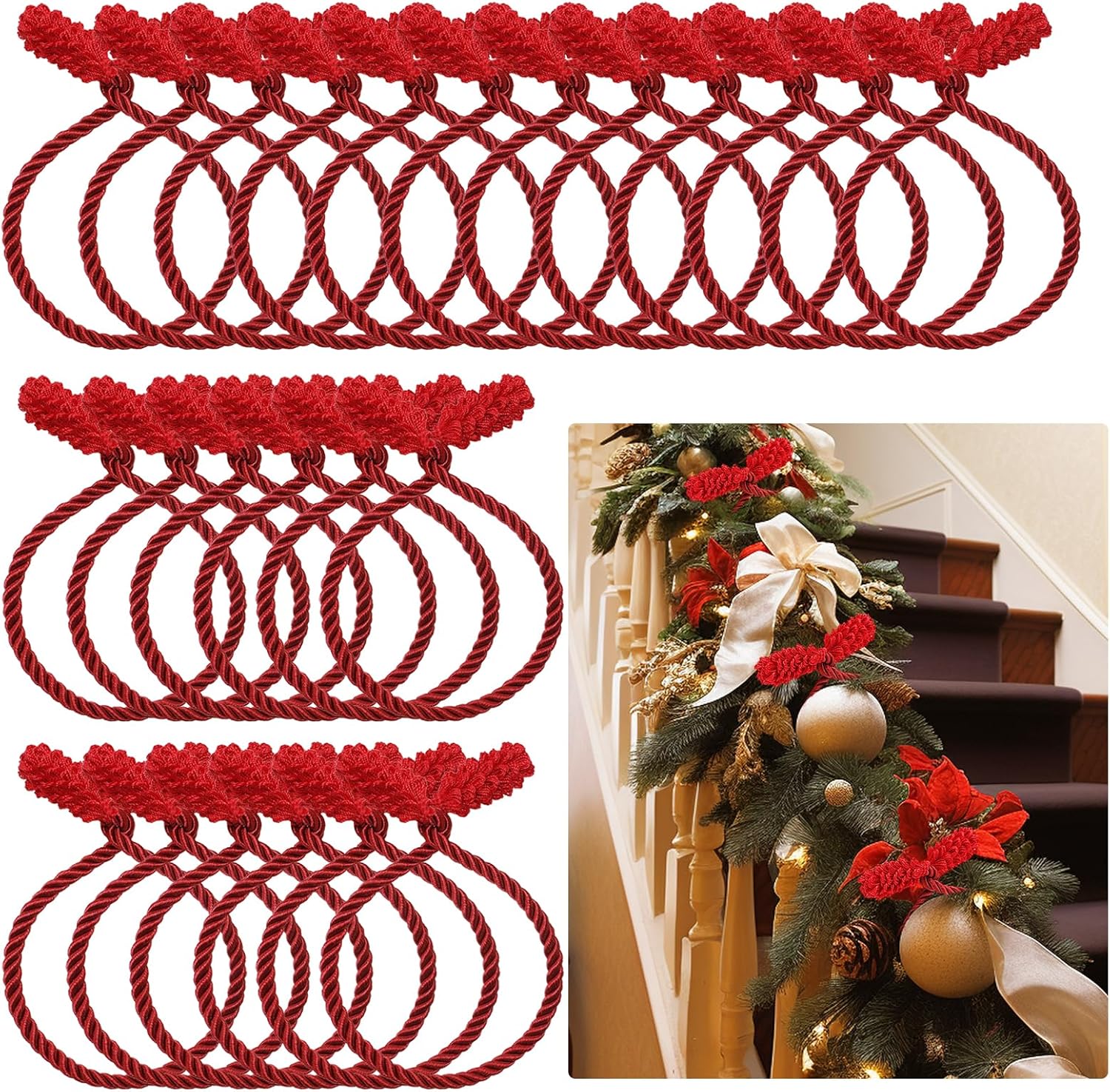 Biubee 24Pcs Christmas Garland Tie with Thickened Wire