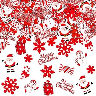 Whaline 270Pcs Christmas Confetti Red Santa Snowflake Snowman Paper Confetti Merry Xmas Table Confetti Decoration for Winter Holiday Baby Shower Birthday Party Supplies DIY Crafting