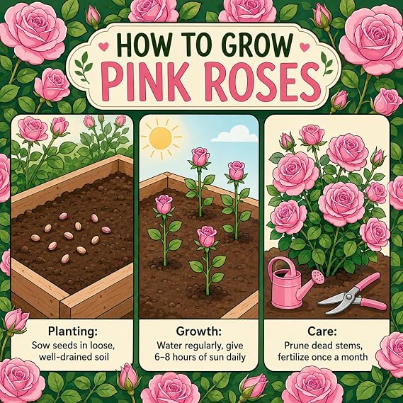 Heirloom Rose Seeds,Planting for Stunning Garden Displays-1500Pcs-Pink