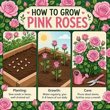 Heirloom Rose Seeds,Planting for Stunning Garden Displays-1500Pcs-Pink