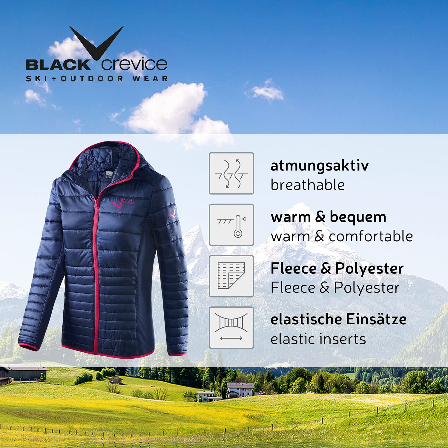 Black Crevice Damen Black Crevice Damen Hybridjacke Hybridjacke