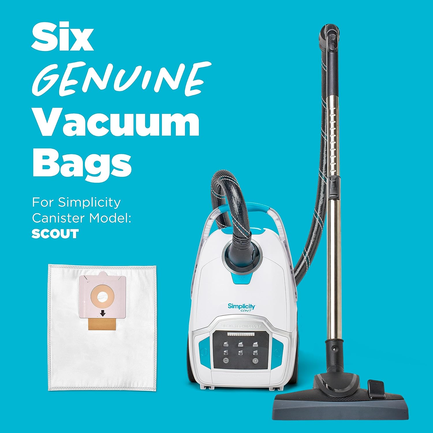 Simplicity Vacuums Replacement Vacuum Cleaner Bags for Scout and Scout Plus, Replacement Bags Made with HEPA Filter Media for Vacuum Cleaner Canister, SSH-6