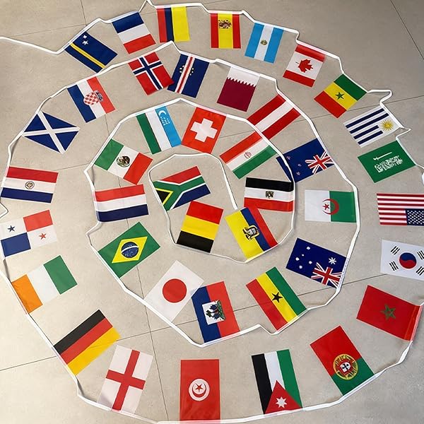 World Cup Bunting 2026, 48 Participating Countries Banner String Flags,World Cup Football 2026 Double Sided Fabric Flags for Bar, Pub,Street, Garden, Sports Event Decoration (20m/65.6ft) - 2