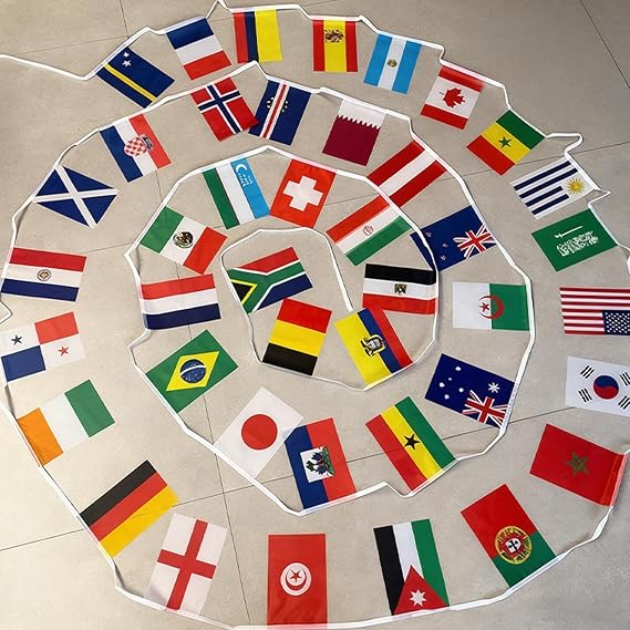 World Cup Bunting 2026, 48 Participating Countries Flags Banner, World Cup Football 2026 Decorations for Garden, Bar, Party & Outdoor Decor, Football Fans Sports Gatherings (15m)
