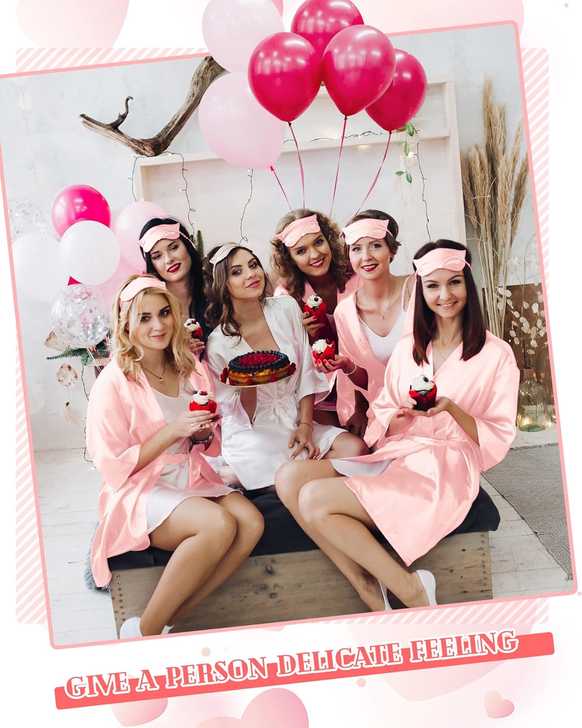 Jecery 12 Pcs Bridesmaid Robes Bride Kimono for Wedding Day Satin Embroidered Bridal Party Robes - Image 5