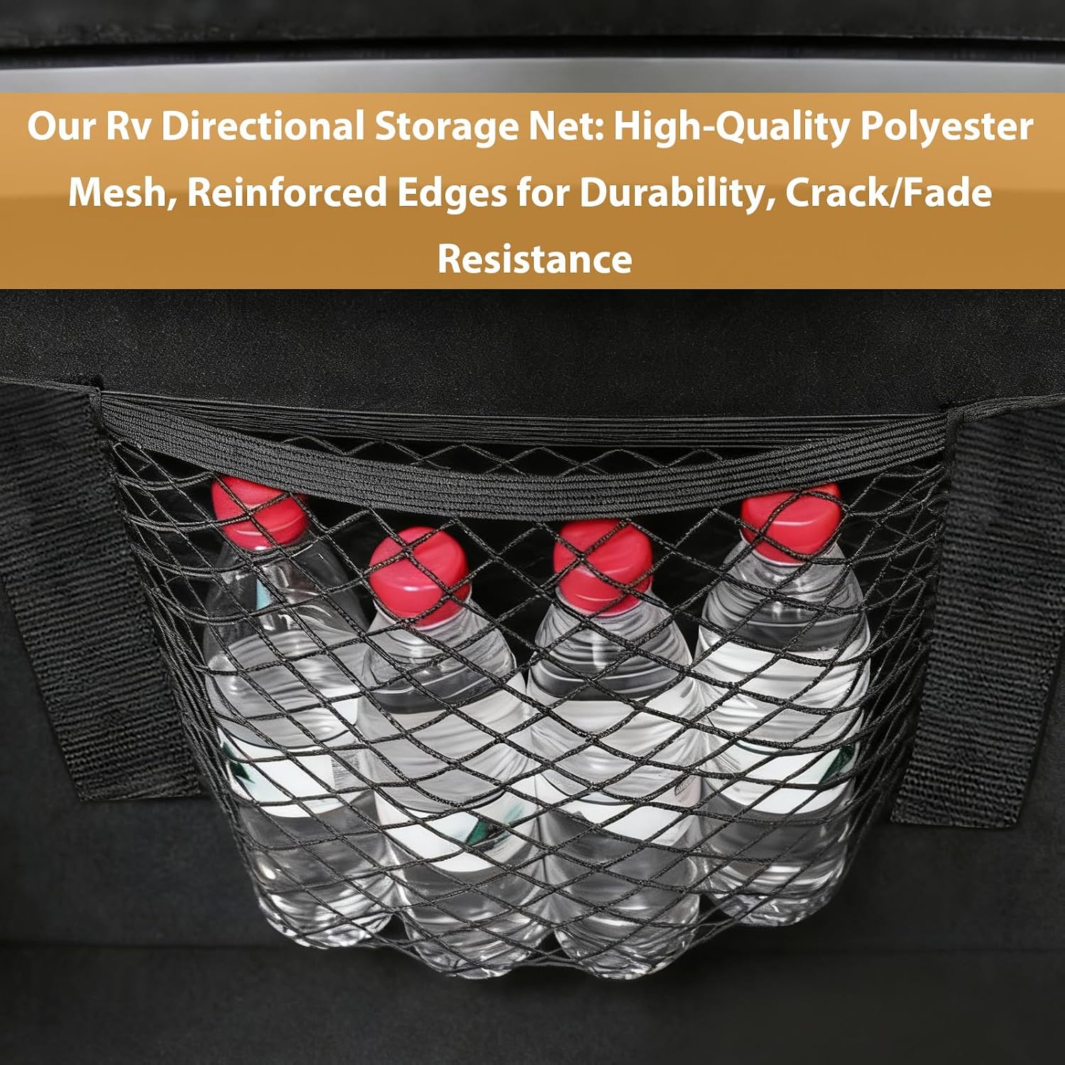 2 Pcs Universal Mesh Storage Pocket Bag, 9.8" x 23.6" Elastic Cargo Net Organizer with Hook & Loop Tape for Car SUV RV Camper and Home, High Capacity Wall Sticker Pouch for Trunk and Travel Storage