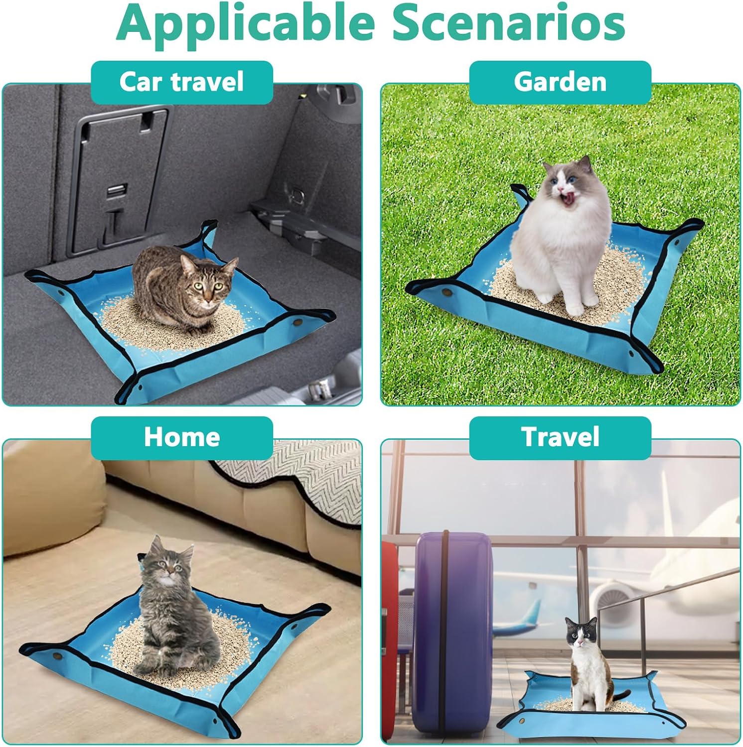 BNOSDM Portable Travel Litter Box Set for Cat 5 PCS Foldable Low Entry