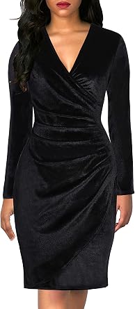 Amazon.com: Alice \u0026 Elmer vestido de terciopelo con cuello en V para mujer,  manga larga, para cóctel, fiesta de cóctel, Moderno / Equipada, XL : Ropa,  Zapatos y Joyería