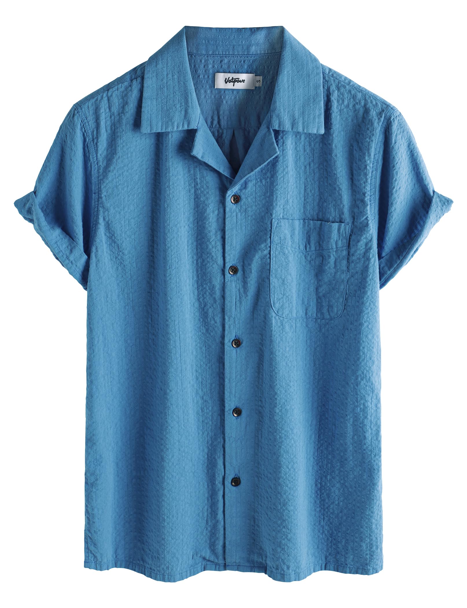 VATPAVE Mens Striped Summer Shirt Casual Button Down Short Sleeve Beach Shirts Cotton Shirts for Men