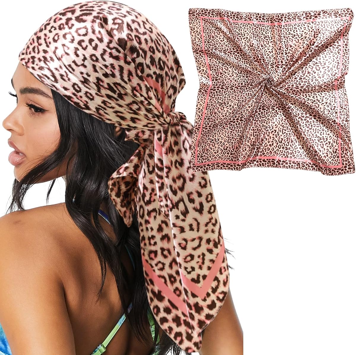 35" Large Satin Head Scarf for Women Silk Hair Scarf Bandana