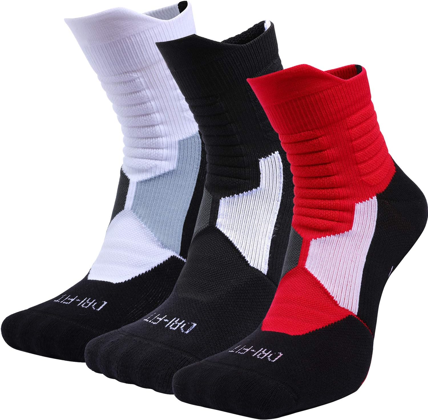 3 Pairs Thick Protective Athletic Cushion Quarter Socks Performance Basketball Compression Sport Ankle Socks