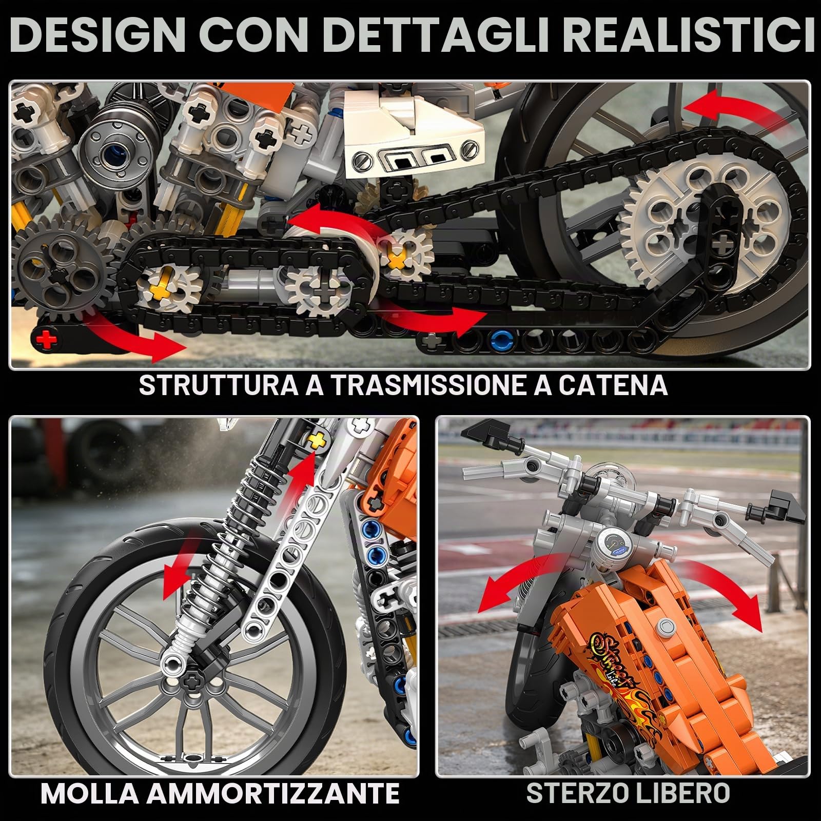 TYCOLE Moto Fiamma in Mattoncini, Set da Costruzione, Modello da Collezione