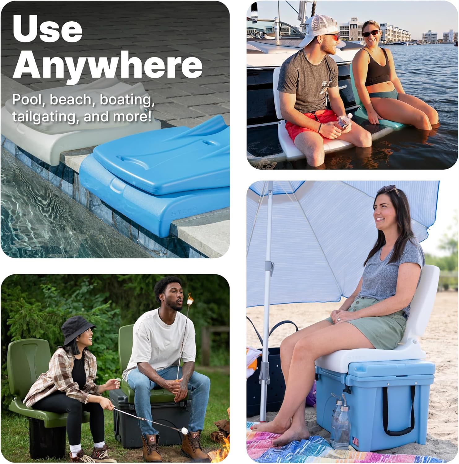 Step2 Foldable Adult Flip Seat, Portable Outdoor Chair for Poolside, Tailgating, Camping, Picnic Chair, Provides Back Support When Sitting on Ground, Olive