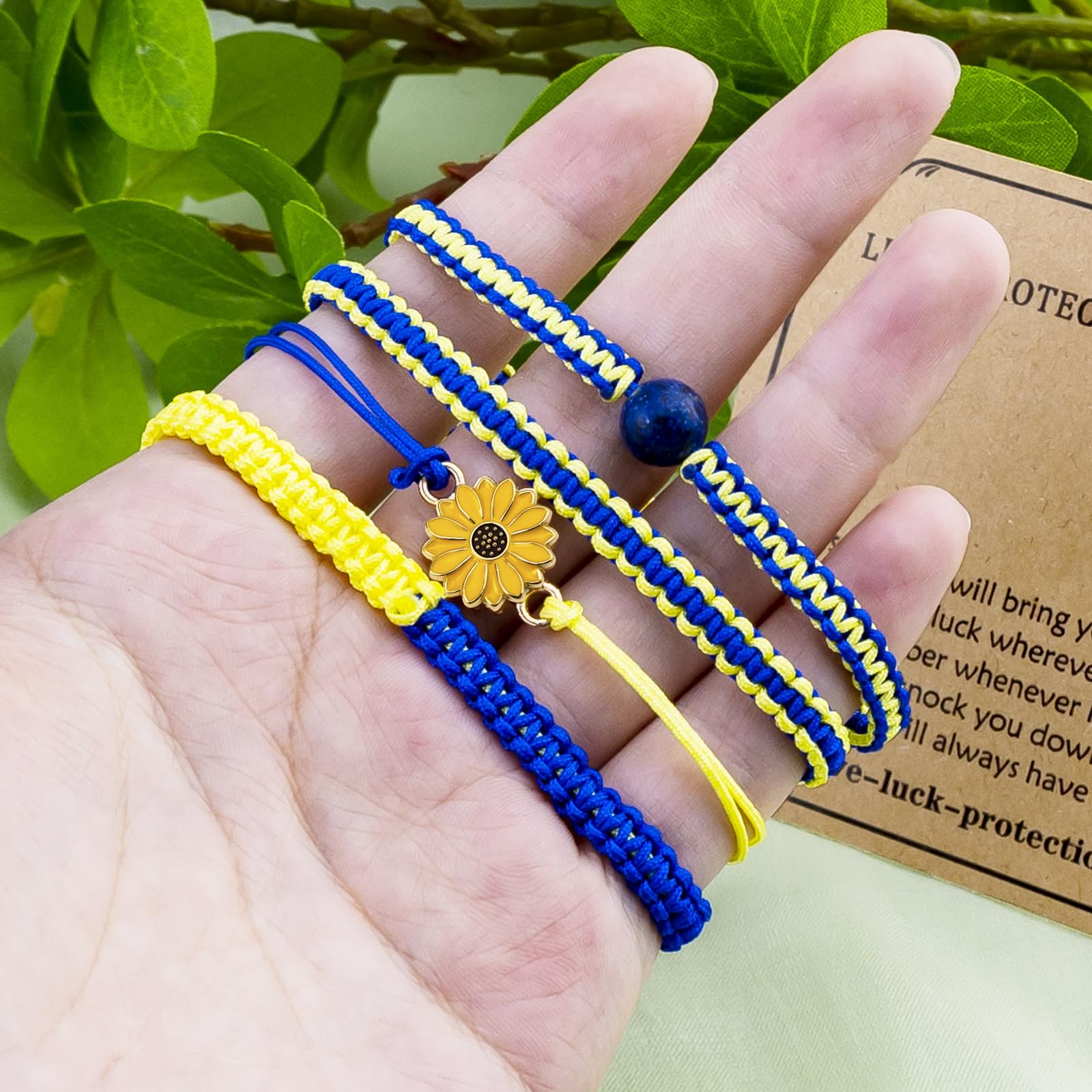 4 PCS Ukraine Keychain Bracelet Ukrainian Keychain Gifts Blue and Yellow Keychains Handmade Bracelets Ukraine Gifts Bracelet for Friend Women