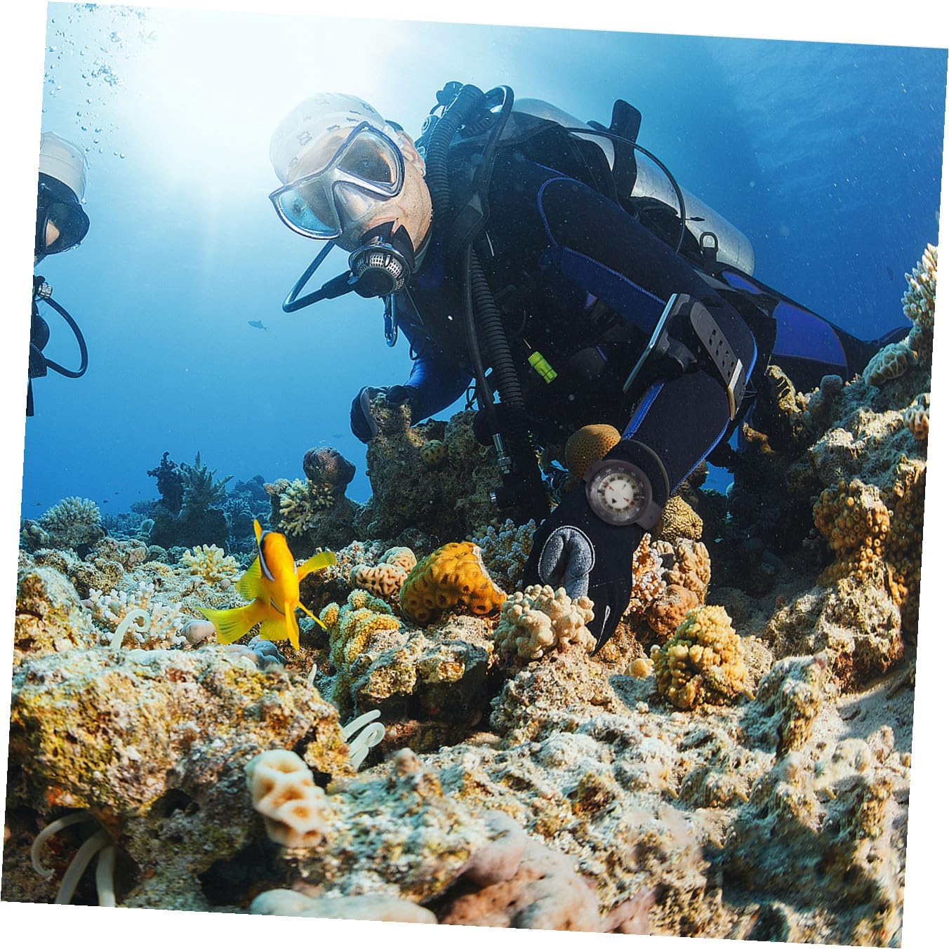 HEMOTON Underwater Luminous Watch Compass with Balance Needle, Waterproof Black Mini Wrist Compass for Camping Hiking and Diving Sports