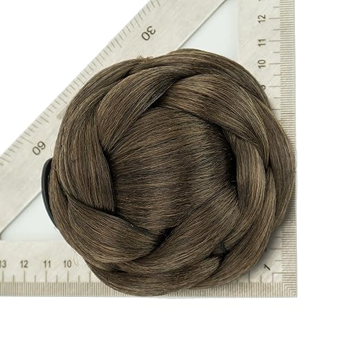 Miniatura 6 de IMISSU Extensiones trenzadas de moño para bailarina, dona, moño de garra, moño para boda, fiesta (M1 mezcla marrón)