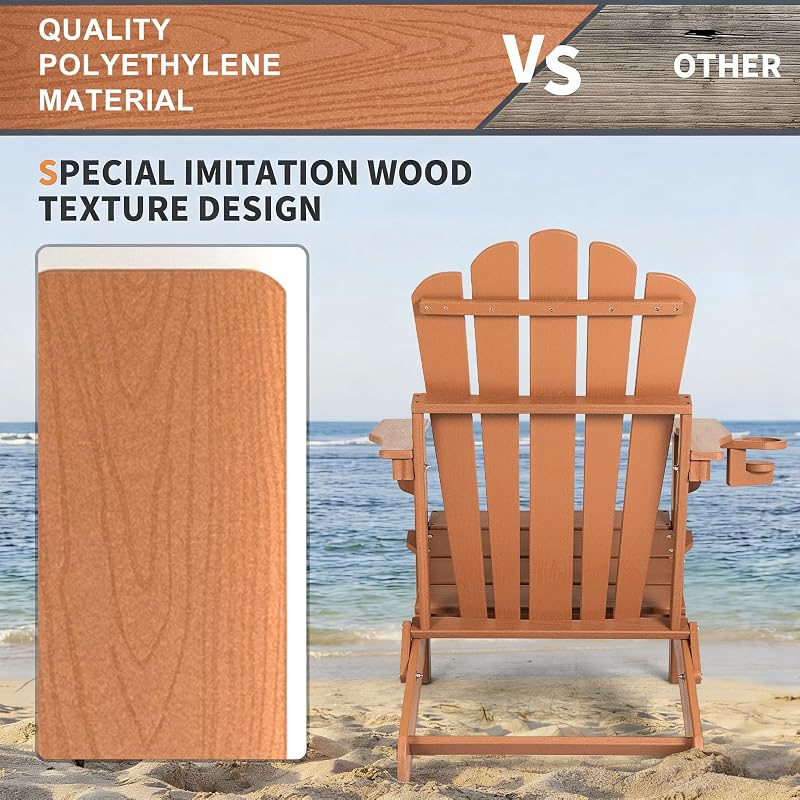 FUNBERRY Oversized Folding Adirondack Chair Set of 4, Fire Pit Chair 400LBS image 4