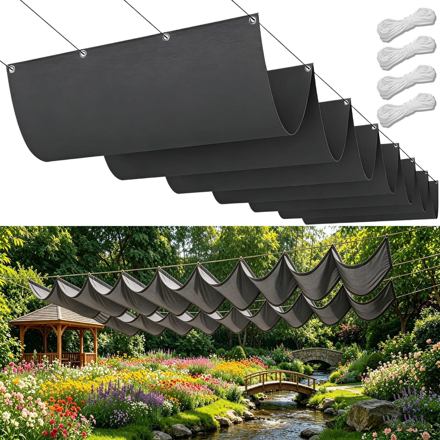 Voile ombrage rectangulaire pour toit de serre et pergola pour ombrager le jardin en été