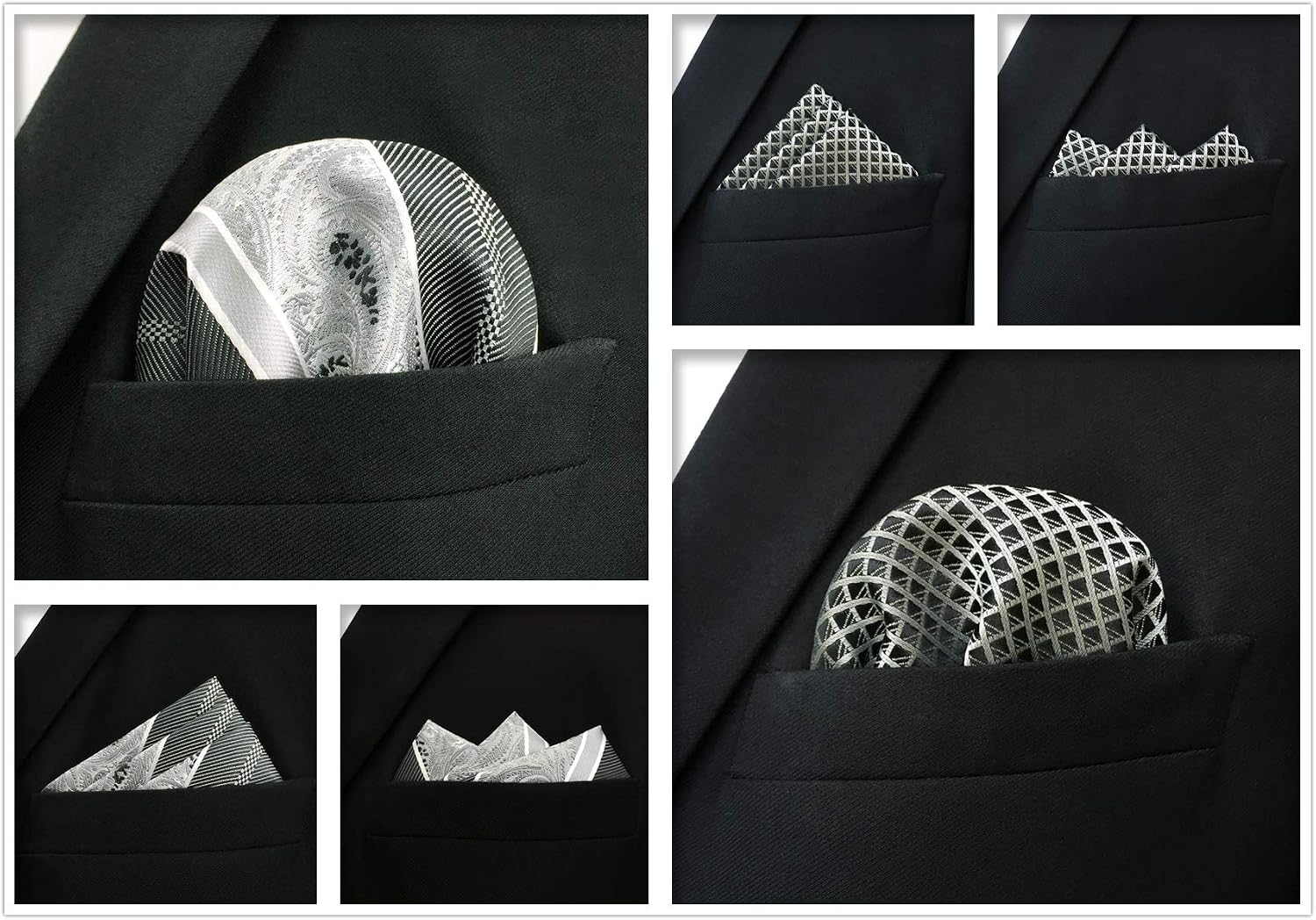 SHLAX&WING 5 Pieces Assorted Mens Silk Pocket Square Set Handkerchiefs image 4
