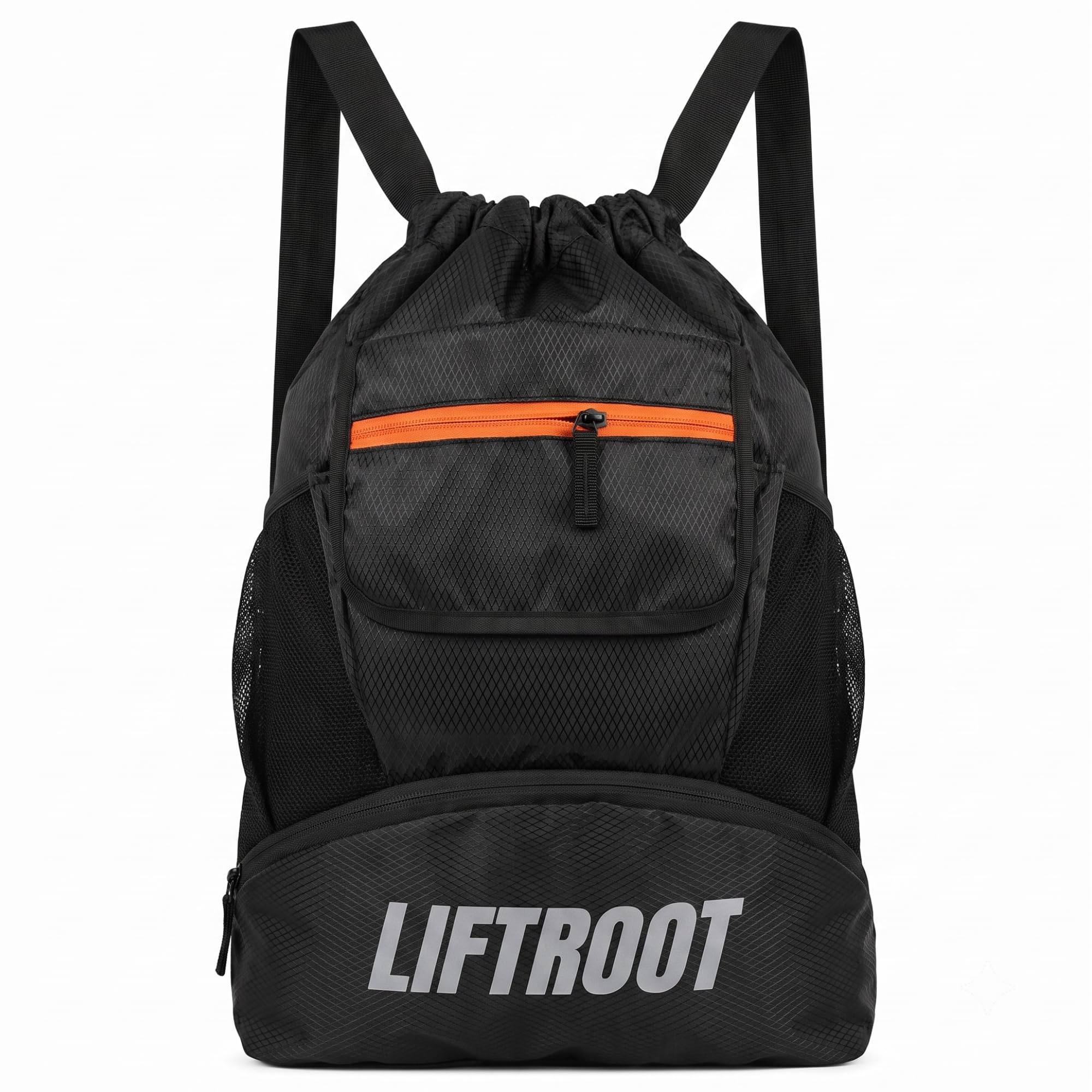 Drawstring Bag with Shoe Compartment for Men & Women, Sports Backpack with Front Flap Pocket, Hidden Back Pocket, Waterproof Inner Wet Pocket, Swimming Bag, Football Bag, Gym, Travel & Sports-image-11