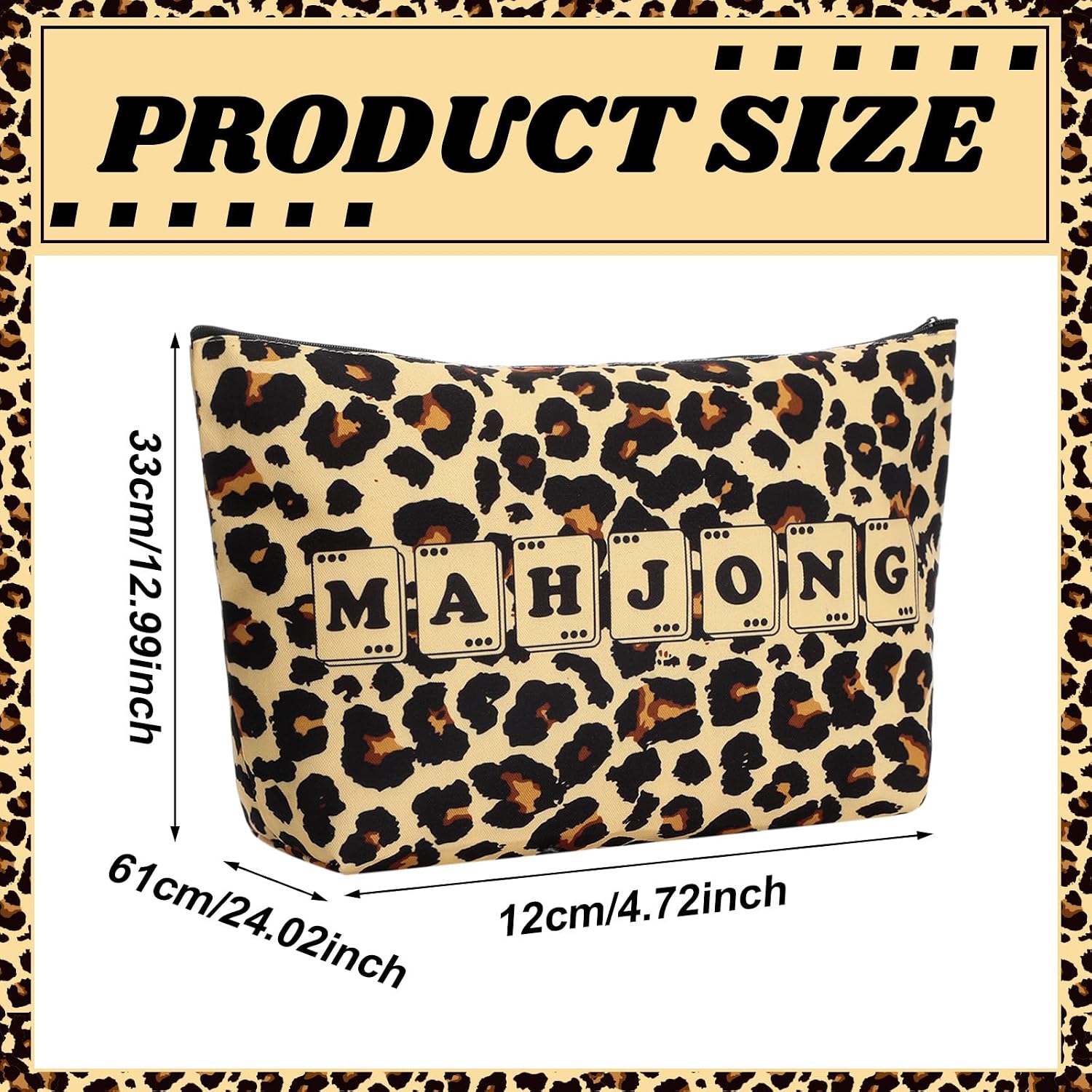 Gilprop 3 Pcs Leopard Print Empty Mahjong Bag Set 24 x 13 x 4.7 Inch Cheetah Print Mahjong Carrying Bags with Handle Tiles Bag and Racks Card Pusher Drawstring Bags for Travel Party Game Accessories