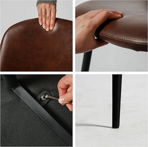 Miniatura 4 de CangLong - Silla de respaldo y asiento acojinado para silla, comedor. Marrón oscuro,Negro -,Mesa gris claro + 4 sillas marrón oscuro