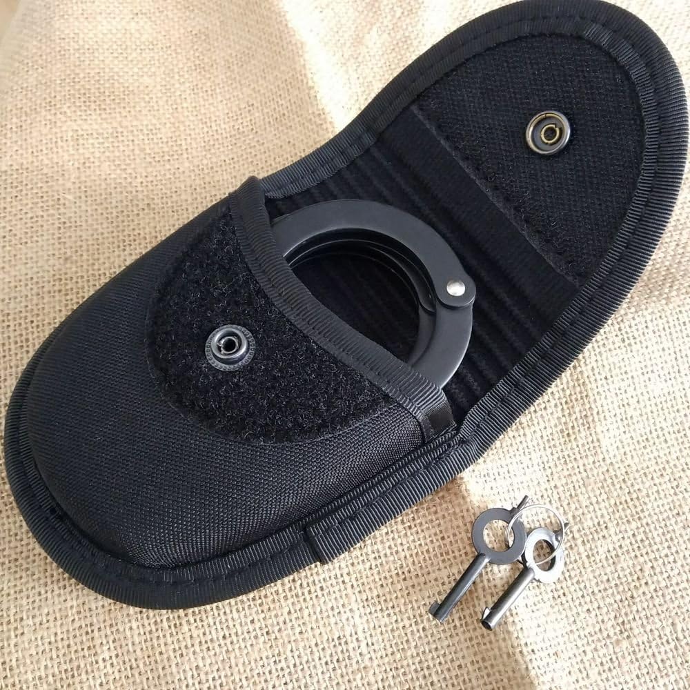 QIJIA UNIVERSAL Police Duty Handcuff Pouch Holster Black belt loop New IN THE USA Black bag+handcuff
