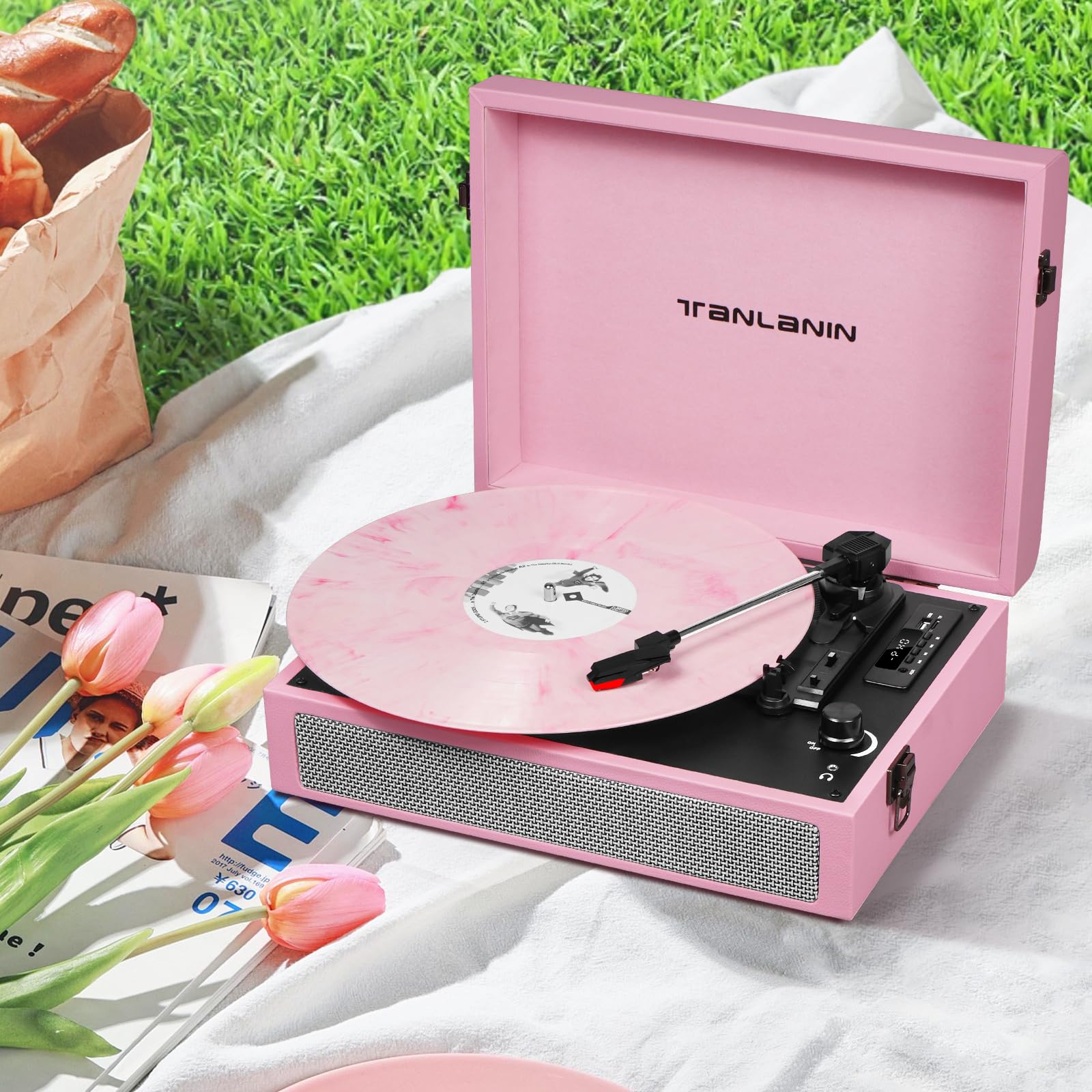 Tourne-disque rose