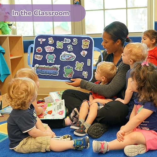 Miniatura 10 de CHEFAN Historias de pizarra de franela de fieltro para niños pequeños, cinco patos, actividades de fieltro preescolares, gráfico de franela