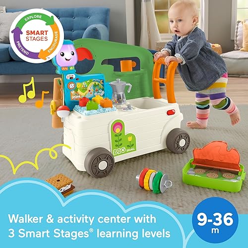 Miniatura 3 de Fisher-Price Juguete para bebés y niños pequeños Laugh & Learn 3 en 1 Camper Walker y centro de actividades con escenarios inteligentes para mayores