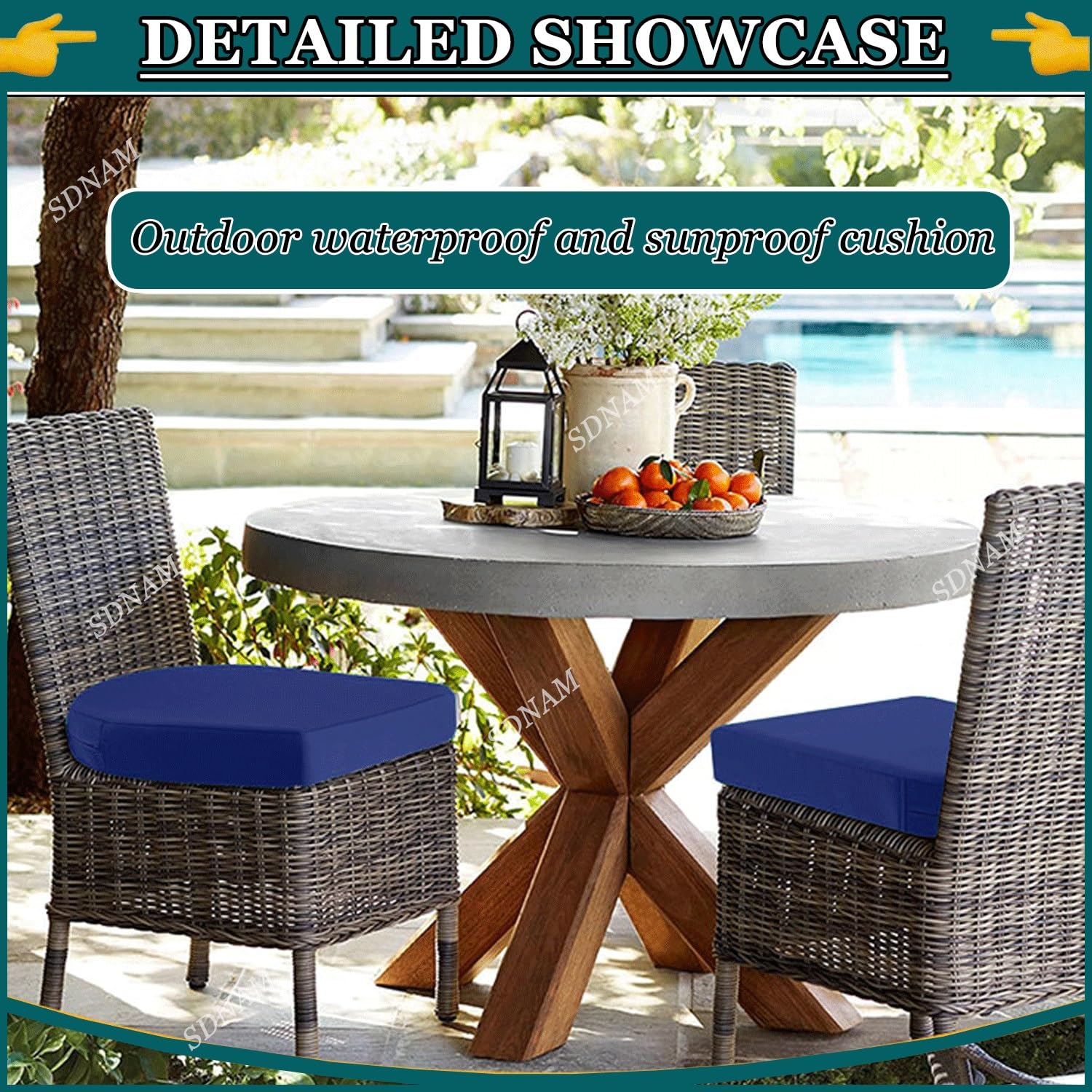 Imperméable Coussin de Chaise de Jardin avec Dossier Extérieur/Interieur Lavables et Dehoussable Coussin à Dossier Haut pour Chaise Fauteuil de Jardin Galette de Chaise Exterieur avec Dossier ( Color