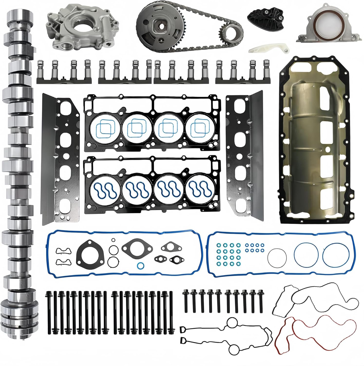 NON MDS HEMI 5.7 Camshaft Lifter Kit Oil Pump Timing Chain Kit Head Gasket Bolts Set Fit For Chrysler 300 Dodge Challenger Charger Durango Ram 1500 Jeep Commander Grand Cherokee 5.7L V8 2009-2016