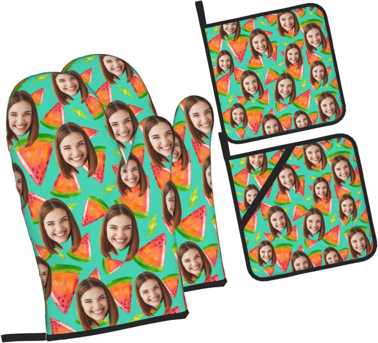 Personalized Oven Mitts, Custom Oven Mitts and Pot Holders Sets Custom Kitchen, Baking,Cooking as Gifts for Women,Friend,Family