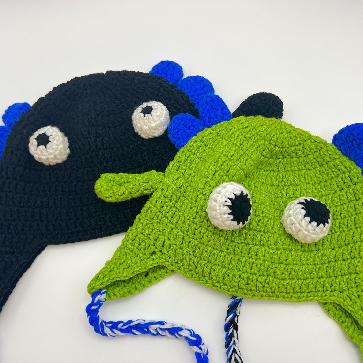 Funny Monster Knit Beanie with Googly Eyes and Ears Crazy Cartoon Costume Crochet Hat for Kids and Adults
