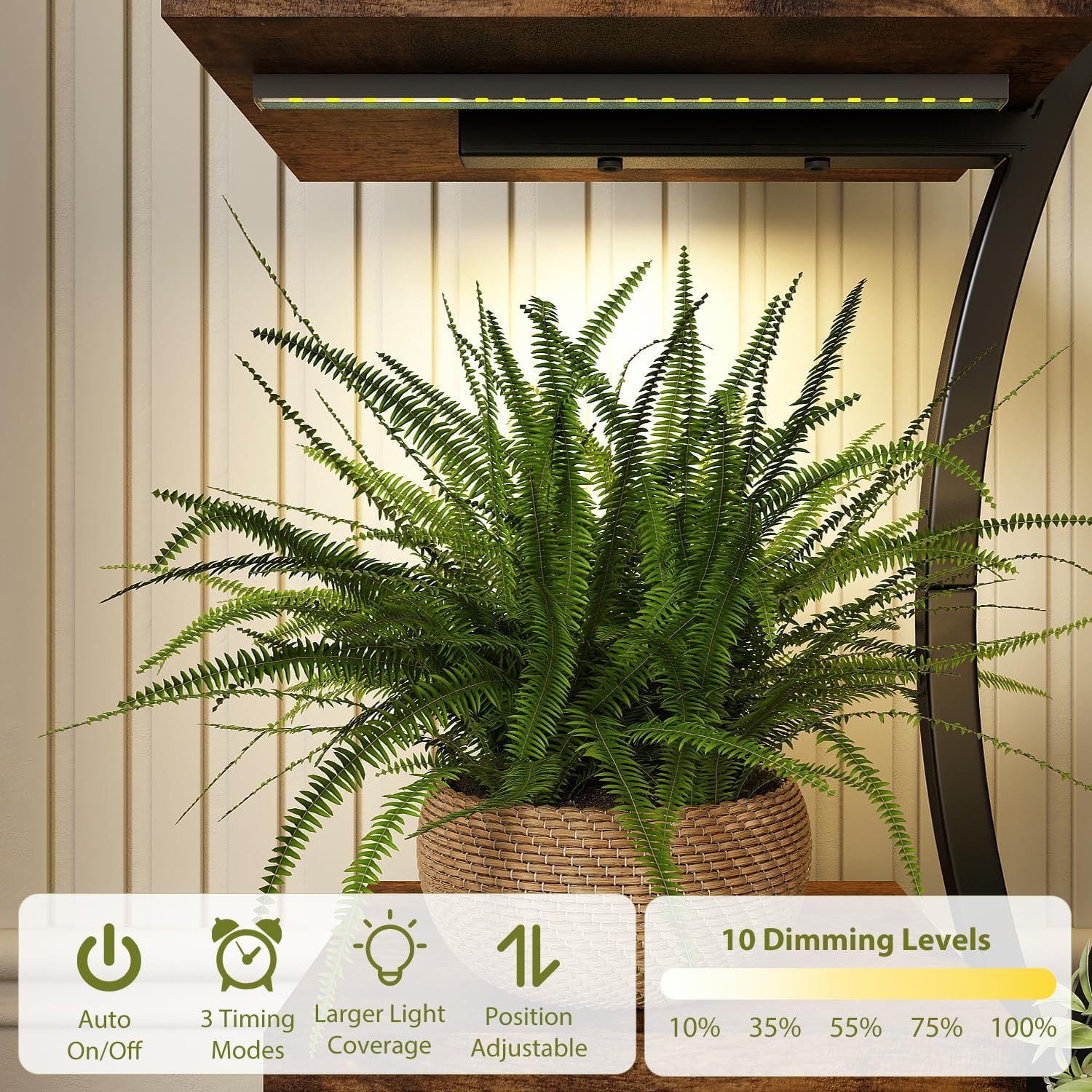 Plant Stand Indoor with Grow Lights 65" Tall Lighted Corner Plant Stands for Indoor 8 Tiered Metal Plant Shelf Large Flower Holder Curved Dispaly Rack for Living Room Patio Balcony,Brown