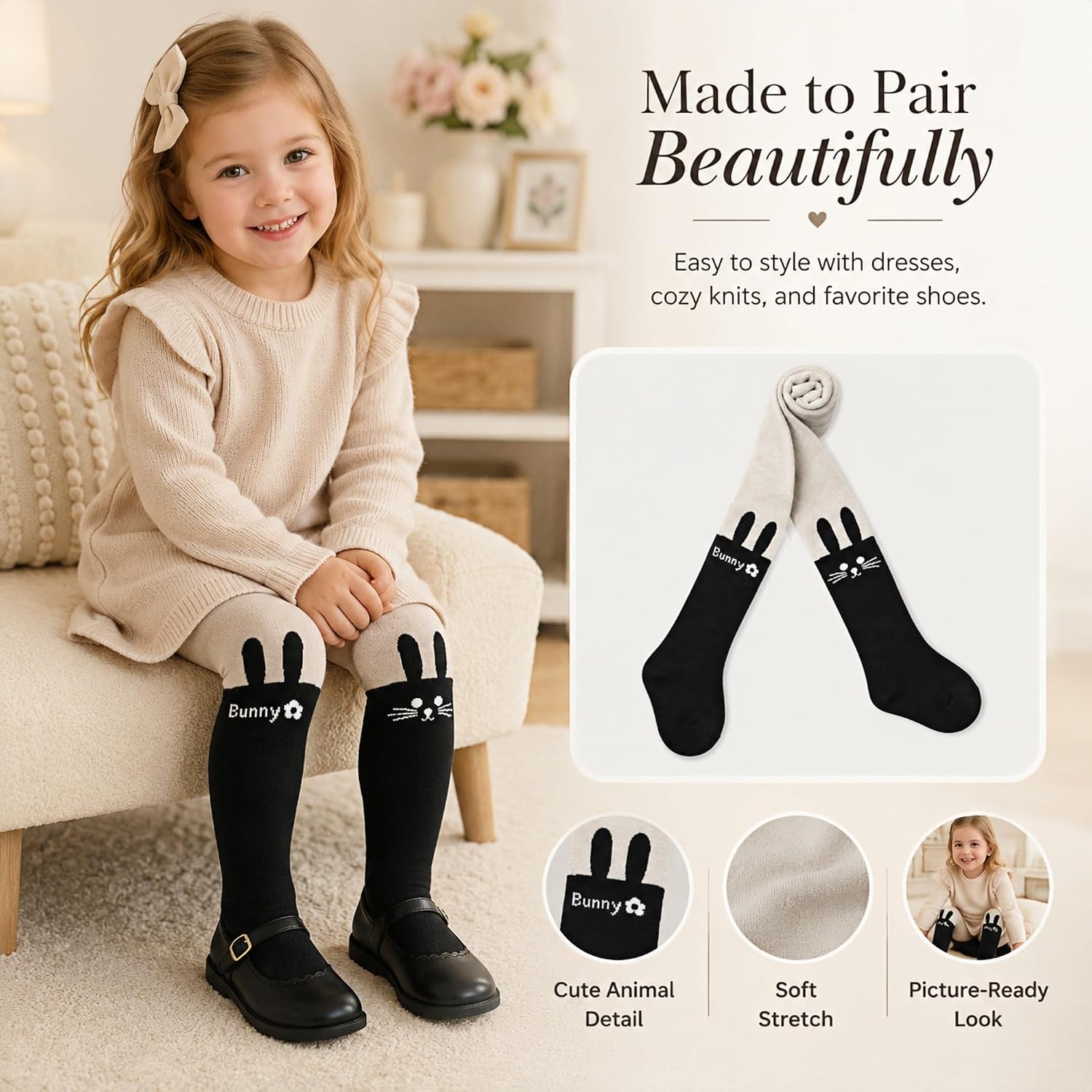 VIKITA Girls tights Cotton Leggings in Spring fall winter stripe socks for girls 3-8 years