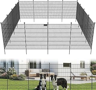 Toolterritary 10 Panels No Dig Garden Fence with Gate, 40 in(H) X 24.2 ft(L) Metal Fence Panels, Thickened Rustproof Garden Fencing, Animal Barrier Fence for for Dogs, Rabbits, Landscape, Patio