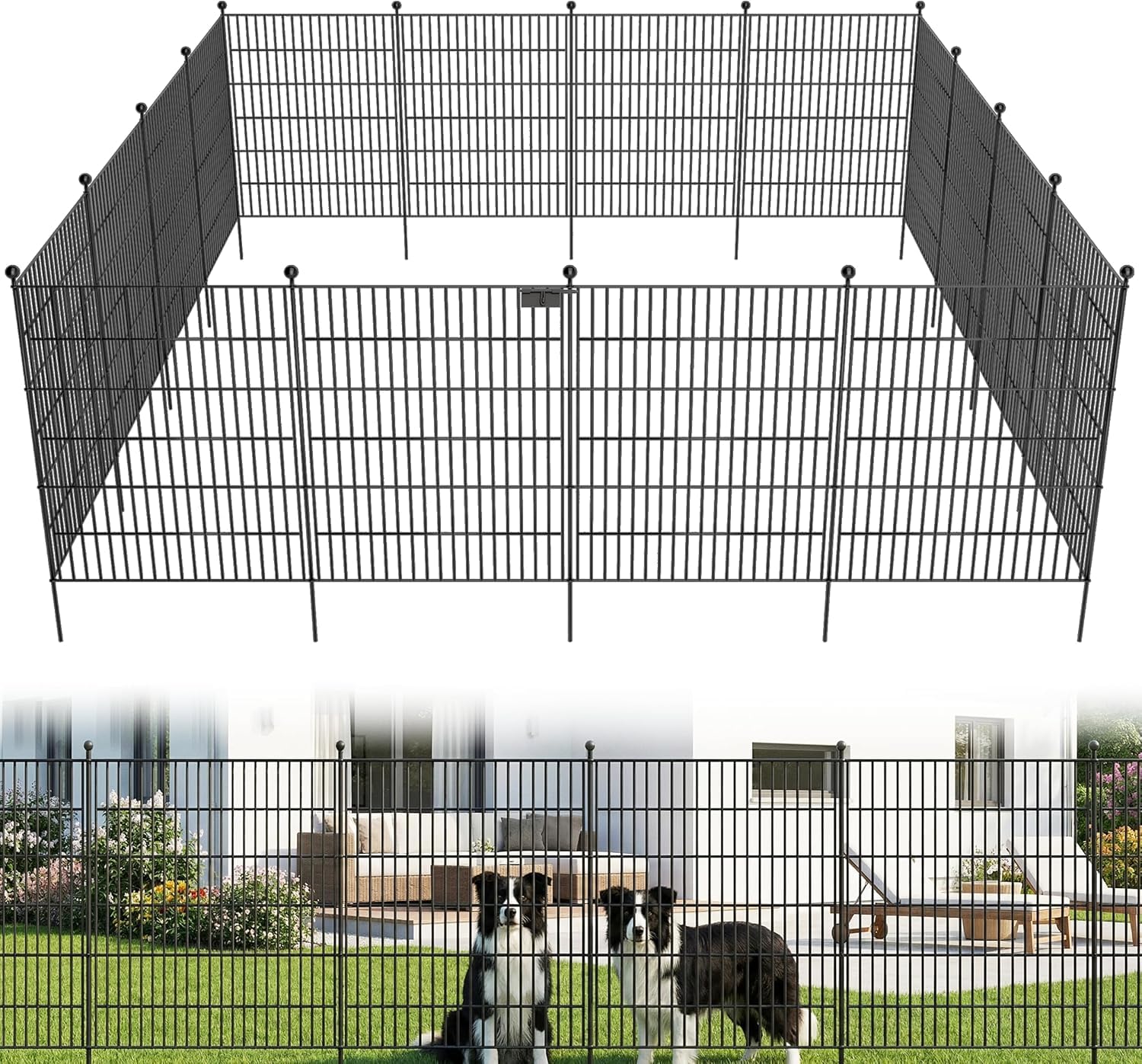 Photo 1 of Toolterritary 10 Panels No Dig Garden Fence with Gate, 40 in(H) X 24.2 ft(L) Metal Fence Panels, Thickened Rustproof Garden Fencing, Animal Barrier Fence for for Dogs, Rabbits, Landscape, Patio
